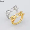 Donia Jewelry braccialetto di lusso moda europea e americana classica doppia testa leopardo rame micro-intarsiato braccialetto zircone anello set confezione regalo da donna firmata