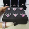 Cluster Rings 2022 Arrival Luxury Real 925 Sterling Silver Pink Engagement Wedding Ring Set Band Eternity For Women Party Gift Jewelry Z11