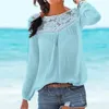 Full Sleeve Top For Women Ladies Blouse 2021 Fashion Lace Round Neck Long Shirt Hollow Out Blusa Mujer Elegant Women's Blouses & Shirts