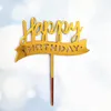 ケーキトッパーアクリルパーティー用品お誕生日おめでとうMrsゴールドミラーカップケーキトッパー子供ベビーシャワー式の装飾