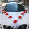 Künstliche weiße Rose, Hochzeitsauto-Dekoration, Blume mit Band, Brautauto, DIY, Spiegelgriff, Blumen 210408