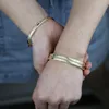 Bangle Goud Kleur Innerlijke 58-60mm Armband Voor Vrouwen Europese Klassieke Mode Micro Pave CZ Ster Jewelry224i