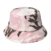 Curly Lamb Wool Fisherman Mössor Kvinnor Man All-Match Camouflage Hat Vår Höst Vinter Håll Varma Plush Caps Fashion 4 Färger Bucket Cap