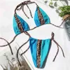 Omkagi badkläder kvinnor leopard bikini baddräkt låg midja bandage baddräkt randig badbyxa bikinis 2019 mujer push upx0523