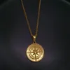 Pendant Necklaces Hip-Hop Rock Women Men Gold Compass Necklace Vintage Stainless Steel Round Coin Fashion Chain Jewelry