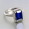 Vigselringar Silverfärg Gushing Red Blue Cubic Zircon Ring för Kvinnor Storlek 6 7 8 9 HERR0069