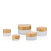 30g 50g Frosted Glass Cosmetic Jars Travel Size Cream Bottles for Hand/Face/Body with Natural Bamboo Cap PP Inner Cover Free by sea freight