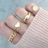5 pcs / sets ins Simples estilo ouro cor anel conjunto para mulheres coração oco geométrico jóias anillo