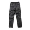 Fashion Nylon Snap Cargo Pants Mens Black Streetwear Hip Hop Biker Sweatpants with Straps Buttons Strap Closure Trousers