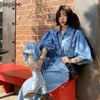 Coréen printemps automne mode Streetwear Chaqueta Mujer rétro bouffée à manches longues Denim veste femmes bleu Jaqueta 47181 210422