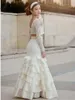 Unikalna warstwowa koronkowa suknia księżniczki Dwa kawałki syrenka Kwiat dziewczyna dla specjalnych okazji Długie rękawy Dzieci Formalne zużycie