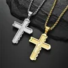 Pendant Necklaces Fine Jewelry Fashion Gold-Color Jesus Cross For Men Retro Stainless Steel Box Chain Male Religion Accessories