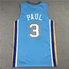 Neworleans 2005-06 Chris Paul 3バスケットボールジャージレトロなメンズブルーメッシュ通気性シャツステッチ