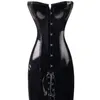 Bustiers corsets gothic womens sexy wetlook pvc fausse cuir robe corset long long black forme de corps mince tropbust en latex de chats
