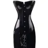 Bustiers Corsets Gothic Womens Sexy Wetlook PVC Faux Leather Corset Plord Длиное черное красное тело тонкие излишние латексные кота