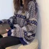 Hong Kong Style Retro Sweater Schoolgirl Korean Loose Winter Lazy Wind Plus Size Tide 210427