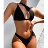 Push Up Bikinis Women's Swimsuits Cut Out Swimwear Sexy Black Biquini Micro Thong Bathing Suits One Shoulder Bikini Set Blue Red 210520