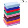 Auto spons 10 stks / pak Microfiber Handdoeken Washandjes in geassorteerde kleur Snelle droge reinigingsdoeken 25x25cm (gemengde kleur)