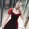 Sexy Velvet Gothic Robe Mini Party Femmes Coréen Summer Femme Vintage Design Casual Beach 210604