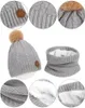 Baby Hat Scarf Sets Winter Children Knitted Caps Scarves Fur Pompom Toddler Beanies Solid Color 2 Pieces Set M3714