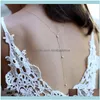 Collane Ciondoli Gioielli Matrimonio Fondale da sposa Collana Perle simulate Catena posteriore per le donne Bikini Bodychain Abito senza schienale Aessories