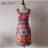 Mode Designer Runway Dress Spring Summer Women Dress Spaghetti Strap Classic Print Dresses 210524