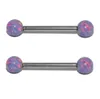 4pcs Long Industrial Barbell Rings Opal Tongue Nipple Bar Titanium Steel Ear Tragus Helix Piercings Girls Women Body Jewelry