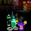 6cm Glow LED Coasters Light Lead Novelty Lighting 4 LEDs 3M Stickers Bottle Flashing Lamp High Quality festival Christmas Night Bar Party Decoration Easy to Install