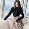 Harajuku punk meninas leopard saia cintura alta lápis sexy bodycon hip mini saia faldas mujer moda 2021 moda saia vintage x0428