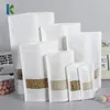 Kraft Kağıt Torba Gıdalar Nem Bariyer Çantaları Kilitli Sızdırmazlık Kılıfı Gıda Ambalaj Çantaları Kullanımlık Plastik Ön Şeffaf Stand Up Çanta