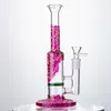 9 pouces Hookahs Heady Glass Bongs Vert Bleu Perc Dab Rig Violet Or Tuyau D'eau Huile Rigs Mini Bong WP533 Nid D'abeille Perc 14mm Joint Femelle Avec Bol