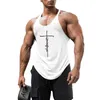 Fiess Guys Ginásio Roupas Bodybuilding Stringer Tank Top Homens Algodão Curvo Hem Y Voltar Sem Mangas Camisa Treino Colete Singlets 220302