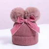 PHB 40289 pom dign fashion winter warm toddler knitted baby hats