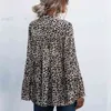 Women shirts Summer ladies tops elegant Retro Leopard Print V-neck Lace Sleeve Loose Shirt womens blouses clothing 210508