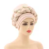 Cekiny Muzułmańskie Kobiety Hijab African Auto Geles Aso Oke Headtie już Made Braid Turban Caps Ready Bonnet Hat Head Wraps Moda