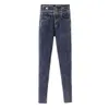 2020 Nieuwe skinny jeans hoge taille drie knoppen zwarte denim potloodbroek voor vrouw Koreaanse chique mode lange jean vrouwelijk C11238201068