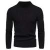 Gestreepte Solid Men's Sweaters Merk Half Hoge Kraag Top Casual Slanke Ribbed Zoom Pullover Oversized Warm Streetwear 210524
