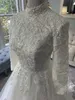 2021 A-ligne Tulle Modeste Musulman Robes De Mariée Robe De Mariée Manches Longues Paillettes Dentelle Appliques Boutons Retour Femmes Formelle Robe De Mariée