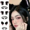 Accessoires pour cheveux Oreilles de chat Bandeau en peluche Furry Mignon avec Bow Bell Chocker Fluffy Headwear Collier de chaton pour la fête Halloween8457103