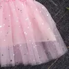 6m-5Y Summer Born Maller Baby Kid Girl Dress Rainbow Striped Raffle Star Cekiny Tulle Tutu na urodziny 210515