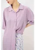 Simple Yellow Blouse Women's Summer Lapel Single Breasted Short Sleeve Purple Shirt Female Fashion 5E315 210427