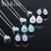 Earrings & Necklace Ranos Enamel Jewelry Sets Water Drop Cubic Zirconia Pendant Stud For Women Fashion SQM002562