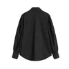秋の女性の黒ゴシックシャツ長袖のターンダウンカラールーズハラジュックヴィンテージストリートウェアゴスブラウストップスカジュアル210417