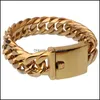 Länkarmband JewelryLink Chain 16mm bred 711 Längd Charmiga smycken 316L Rostfritt stål Guldkubansk Curb Mens Womens Armband Handmad