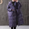 Mulheres solto longo casaco 90% pato para baixo jaqueta inverno feminino plus size sobretudo de costura com capuz parka 211013