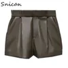 Snican Sexy High Waist Faux Pu Leather Shorts Za Women Bottom pantalon Taille Haute Spring Vintage Solid Short Cuir Femme 210625