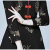 Vintage Golden Star Embroidery Autumn Spring Women Elegant Mandarin Collar Buckle Wrist Sleeve Female A-line Dress Vestido 210416