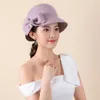 Basker lady vinter vacker filt cloche hatt kvinnlig parti oregelbunden bowknot fedora kvinna 100% ull hink hattar