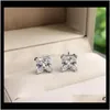 Drop levering 2021 100percent 925 Sterling Sier Simple Stud -oorbellen voor vrouwen die op gang banen bruidspartij Bruid Fijne sieraden Groothandel