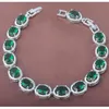 Örhängen Halsband Grön Kubik Zirconia Smycken Satser för Kvinnor Bröllopsdräkt Silver Färg Ringar Armband Set 2021 YZ0192